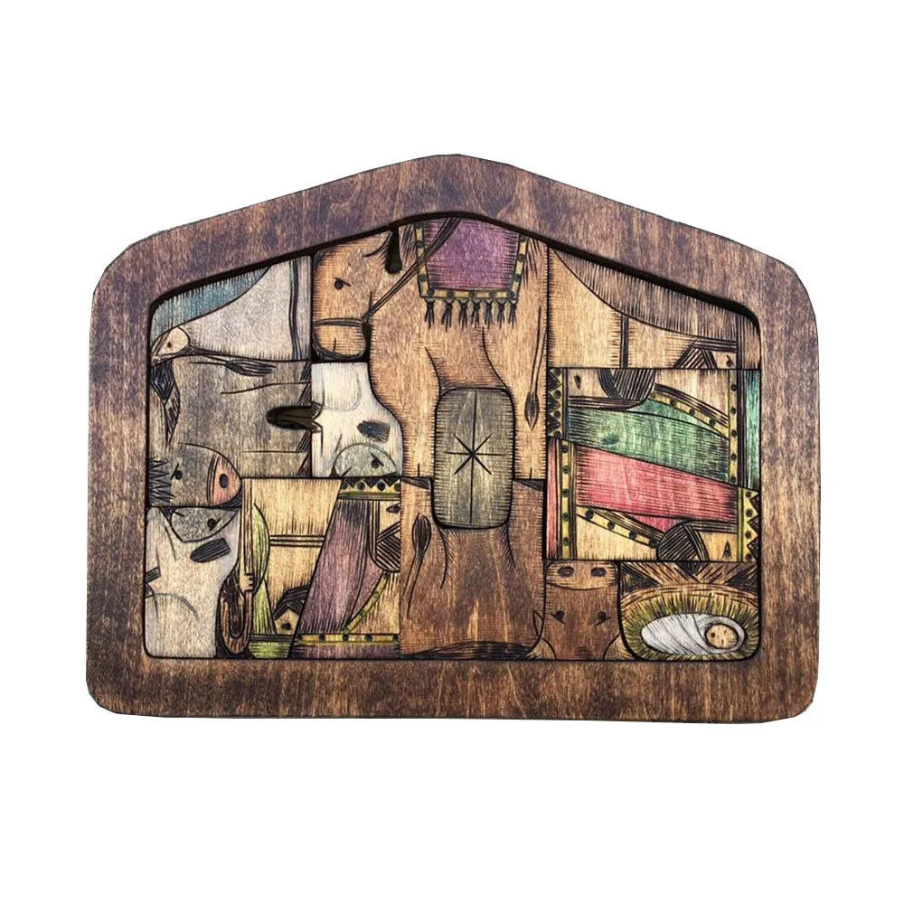 Wooden Jesus Puzzles Nativity Puzzle with Unique Wood Burned Design Jigsaw Game For Adults And Kids Home Decoration | Игрушки и хобби