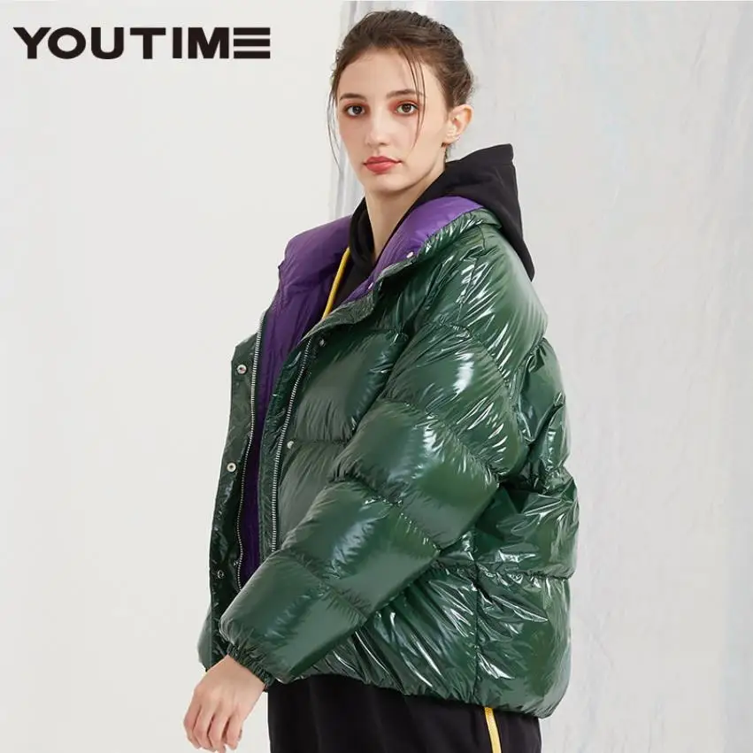 Зимнее модное Брендовое пушистое цветное пуховое пальто в стиле хлеба Женское