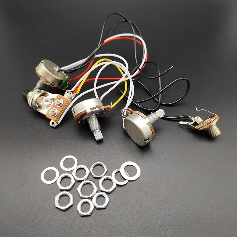 elektrische gitarre pickup kabelbaum kit 2v1t 500k töpfe potentiometer 3 weg schalter mit ausgang jack für lp lp elektrische gitarre free gl