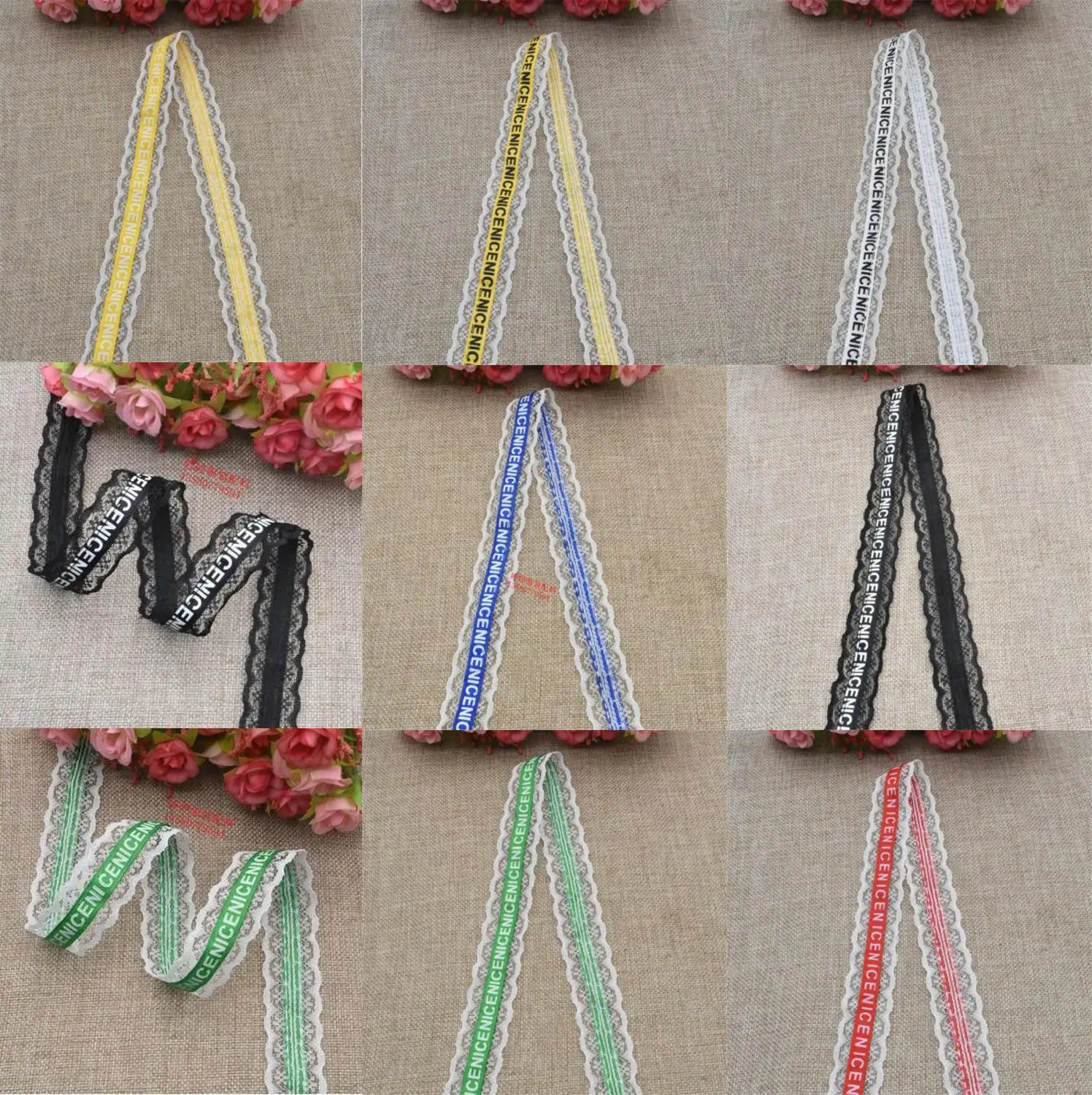 3 м Алфавит украшения черный белый цвет красочные кружевной лентой отделка