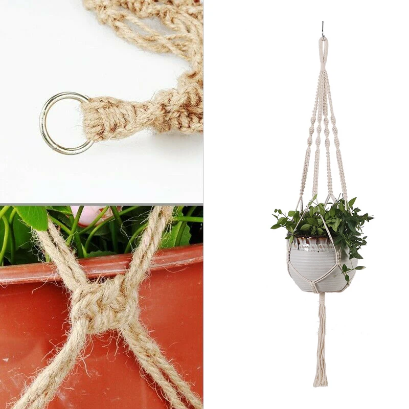 

Hanging Net Pot Holder Planter Bag Pocket Degradable Home Cotton Rope Plant