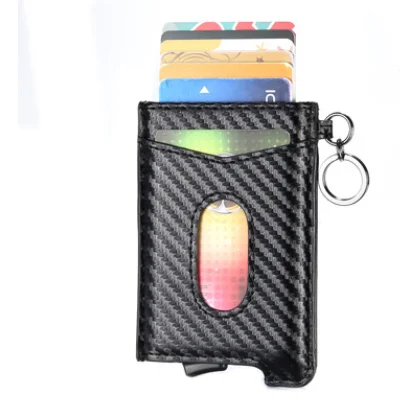 carbon fiber pu Деловой смарт-кошелек из натуральной воловьей кожи, RFID держатель для карт, тонкий Противоугонный защитный ID держатель, алюминиевая коробка, чехол для карт - Цвет: carbon fiber pu