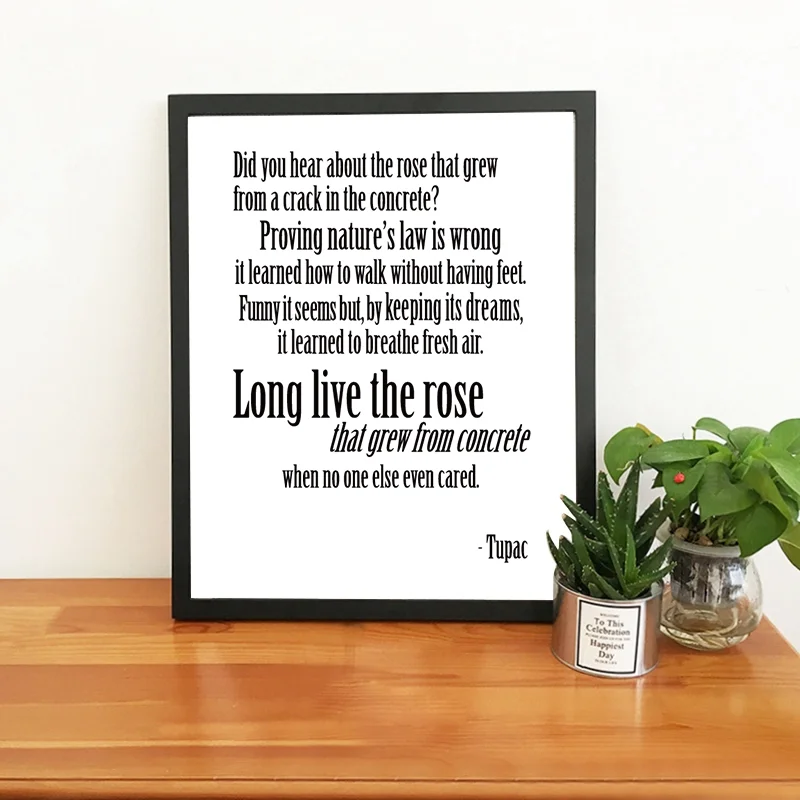 

Wall Art Canvas Painting Poster A Rose That Has Grown From Cement Poetry Texts Canvas Art Print Inspirational Quotes