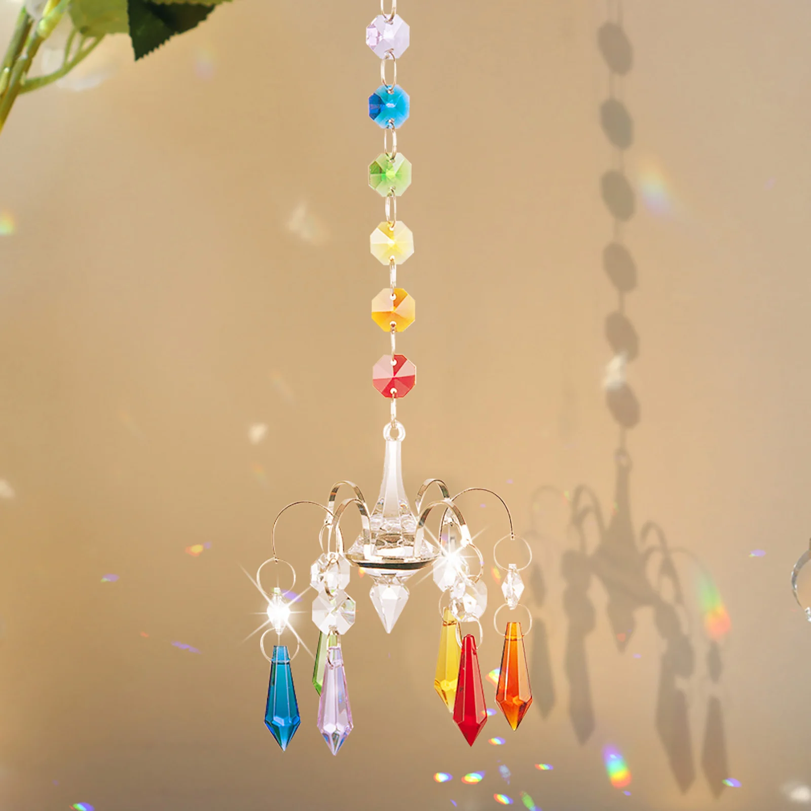 

Modern Rainbow Crystal Angel Chakra Car Charm Pendant Wall Window Door Wind Bell Hanging Ornaments Home Garden Decoration