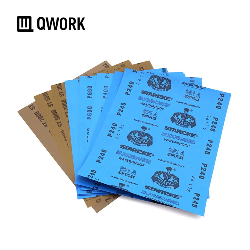 QWORK 28 см x 23 см(1" x 9") Влажная и сухая шлифовальная бумага для полировки дерева, металла, драгоценных камней, автомобилей и мебели, абразивная Песочная бумага
