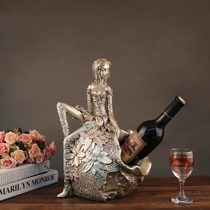 

[HHT] Light Luxury Resin Fashion Figures Statue Wine Rack Care Wine Cabinet Crafts Home Decoration Restaurant Hotel Decor