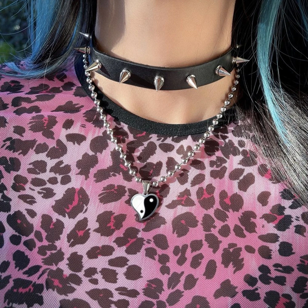 NEW Harajuku Vintage Hip-hop Heart Necklace Stainless Steel Love Gossip Flame Necklaces For Women Men Fashion Jewelry Gift |