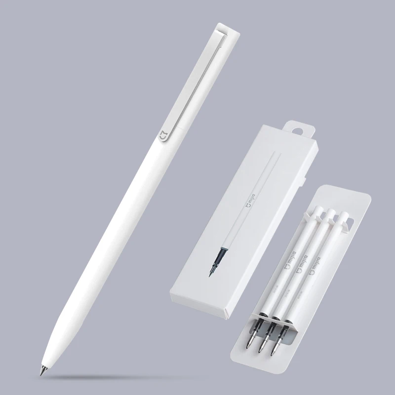 1pen and 3Black ink Ручка Xiaomi Mijia 0,5 мм гелевая швейцарская ручка со сменным роликом Шариковая ручка для подписи шариковая ручка для подписи стержни для офиса и школы - Цвет: 1pen and 3Black ink