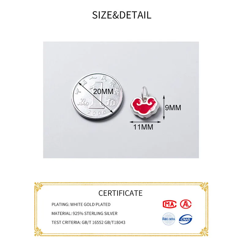 MEETSOFT S925 Серебряный Красный замок из смолы шарм на удачу подвеска сделай сам