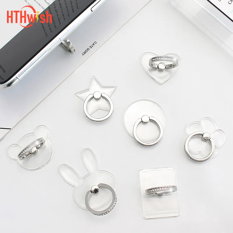 Finger Ring Mobile Phone Smartphone Stand Holder For iPhone X Samsung cell Smart  transparent Phone Ring holder Car Mount Stand