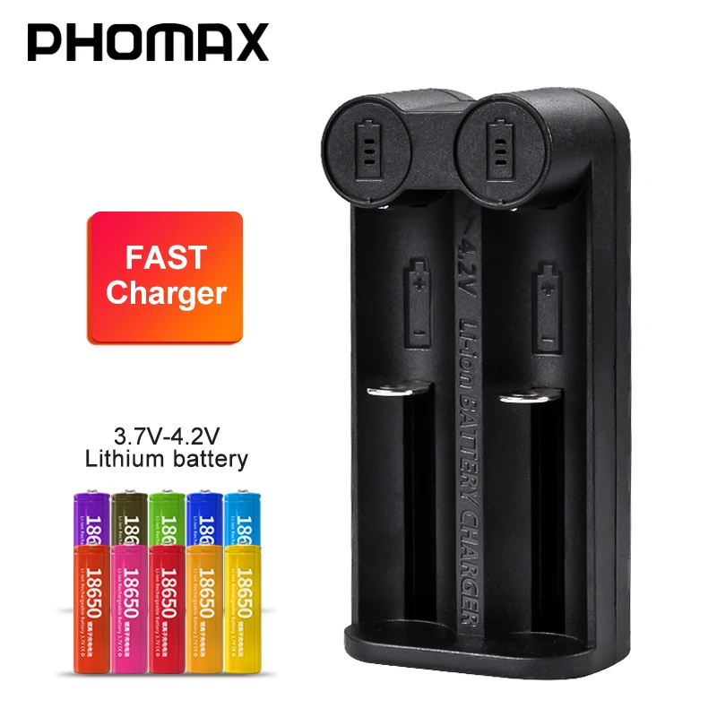 Зарядное устройство PHOMAX LM201 умный светодиодный дисплей 2 слота быстрая зарядка