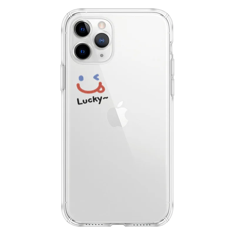 

Clear Smiley Phone Case For iPhone 11 Mini 13 Korean Style Case Soft TPU 12 Pro MAX Cute MiNi Lucky 7 Case 8 Plus X XS XR