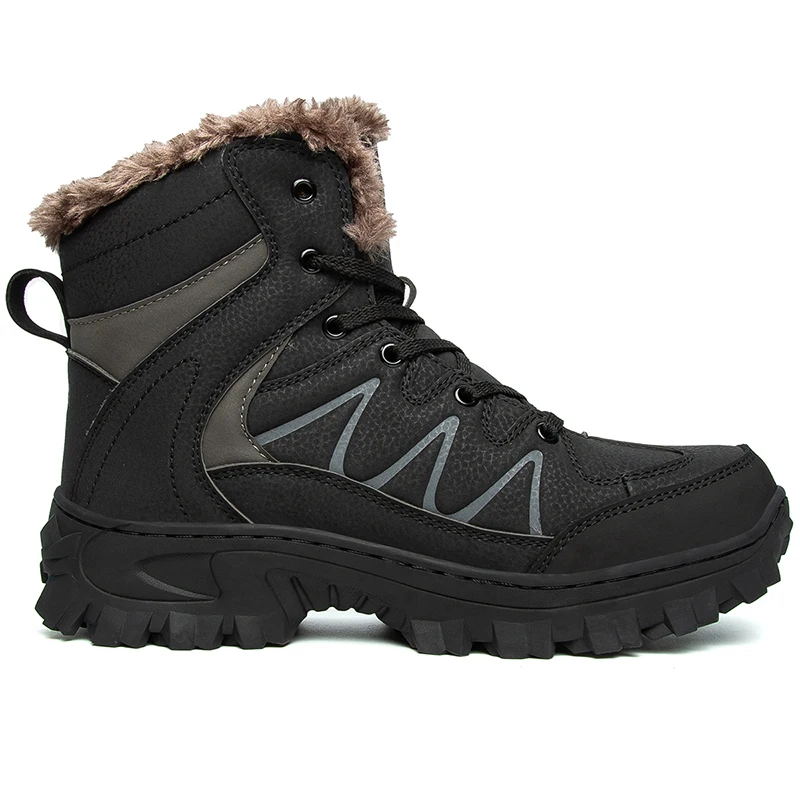 Мужские теплые кожаные ботинки коричневые непромокаемые кроссовки обувь для