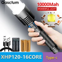 10000mah new xhp120 12 core most powerful flashlight aluminum light led lantern tactical torch bright rechargeable zoom type c
