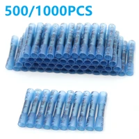 5001000pcs blue heat shrink connectors insulated waterproof seal sleeve terminal butt electrical wire crimp connector 16 14 awg