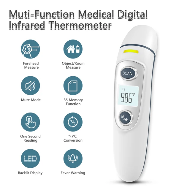 Medical Multifunctional Tricolor Backlight Display Ear-Frontal Temperature Gun Infrared Thermometer For Children And Adults 2