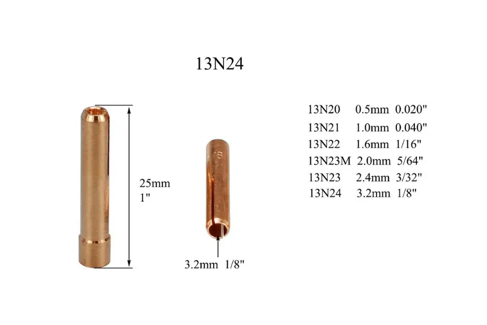 

13N24 TIG Collets 3,2 PTA SR WP 9 20 25 TIG 10pk 13N24 TIG Collets 3,2 m