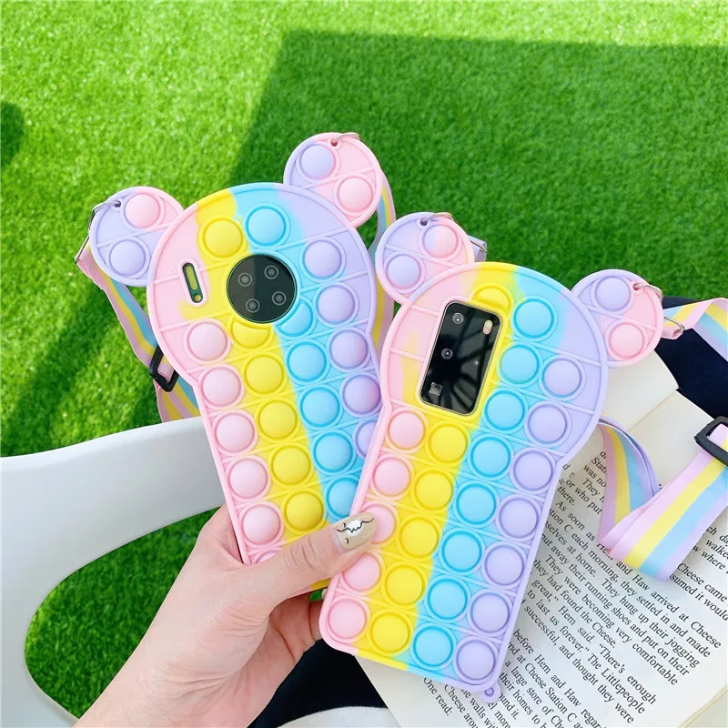 

Cartoon Reliver Stress Phone case For Huawei P40 P30 Mate40 Mate30 Pro Nova 8 7 SE pro 6 5 Kid Bubble Soft silicone Cute Cover