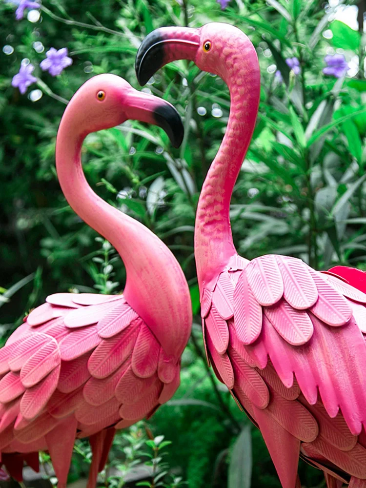 Garden Decoration Outdoor Flamingo Ornaments Gardening Simulation Animal Figurines Garden Large Landing Landscape Accessories