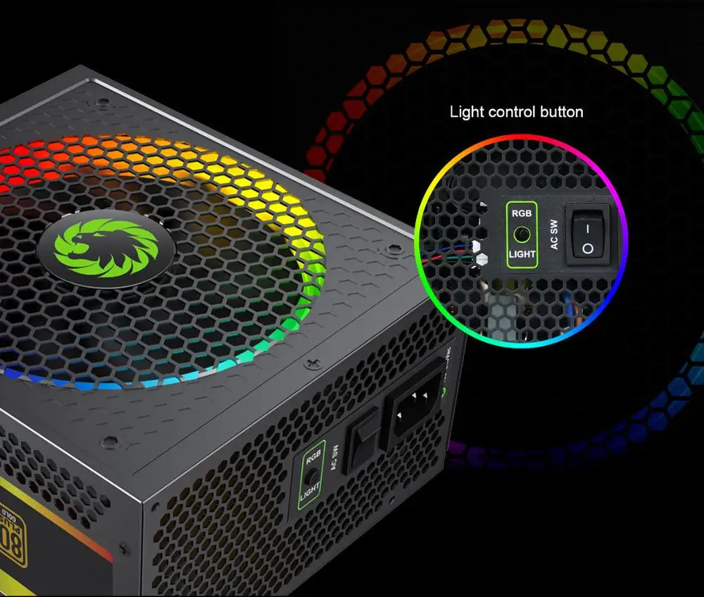 GameMax RGB-850 Rainbow Power Supply 850W RGB Fully Modular 80 Plus Gold Certified with Addressable Light Vairous Color Mode | Компьютеры