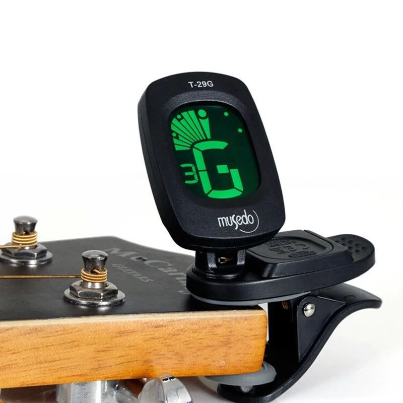 

Portable LCD Guitar Tuner with A Battery 360 Degree Rotatable Clip-on Guitar Tuner with Auto Power on/off Musedo T-29G
