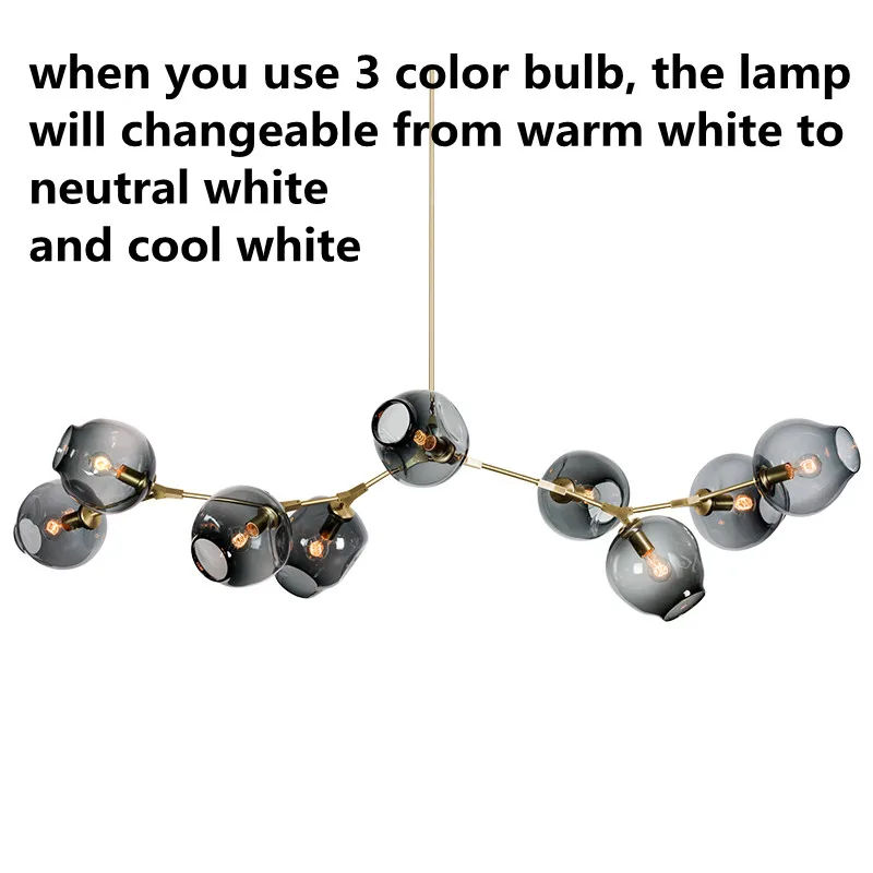 Ветвления пузырь Стекло кулон огни Ретро Loft винтажный подвесной светодиодный