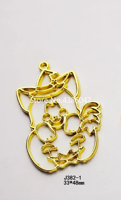 5 шт./лот металлическая оправа с изображением единорога и двойным котом подвесная