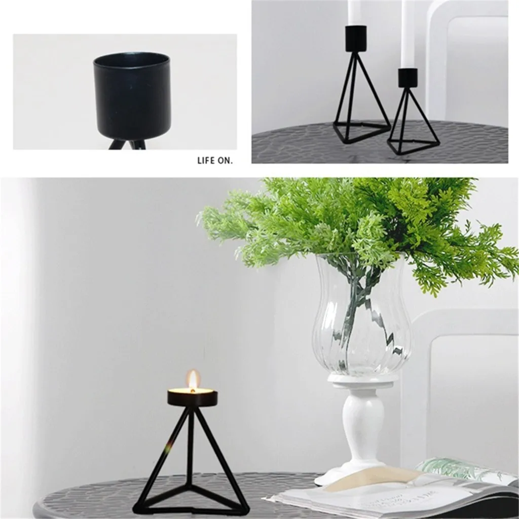 Подсвечник в скандинавском стиле черный геометрический подсвечник из кованого