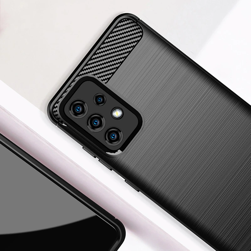 for samsung galaxy a52 5g case shockproof bumper carbon fiber soft back cover for samsung a52 5g phone case for samsung a52 5g free global shipping