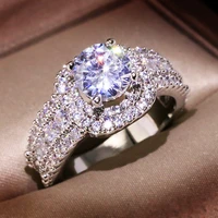 real 14k white gold white diamond 2 carats jewelry ring women anillos de bizuteria gemstone anillos mujer bijoux femme rings box
