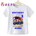 Детские футболки с принтом пожарного Сэма на день рождения, забавный подарок для мальчиков и девочек, 24 мес.-8 лет