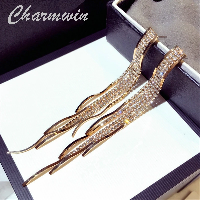 Charmwin новые серьги-кисточки длинные серьги для женщин супер-вспышка висячие