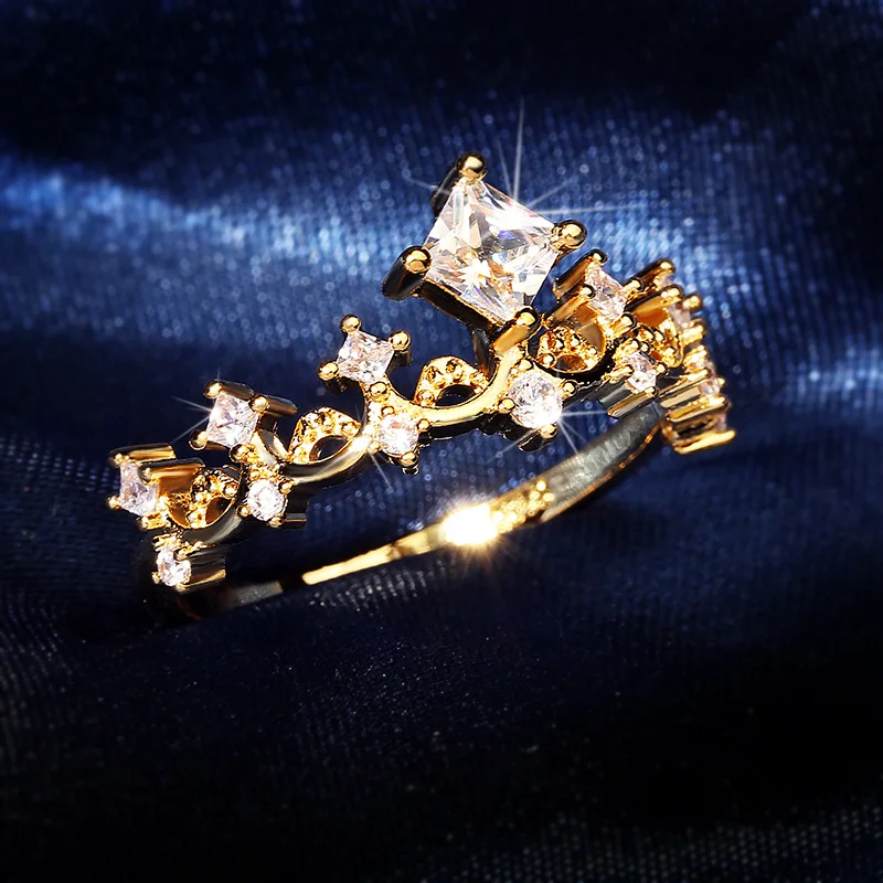 

Diamond 14k Yellow Gold Ring for Women Sterling Classic Cocktail Party Fine Jewelry Gold Diamond Luxury CROWN Rings Women