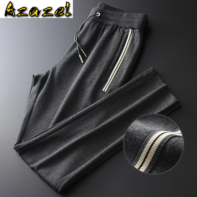 Azazel Casual Sport Mens Pants Luxury Drawstring Waist Side Ribbon Man Pants Autumn Winter Slim Fit Male Trousers Plus Size 4XL