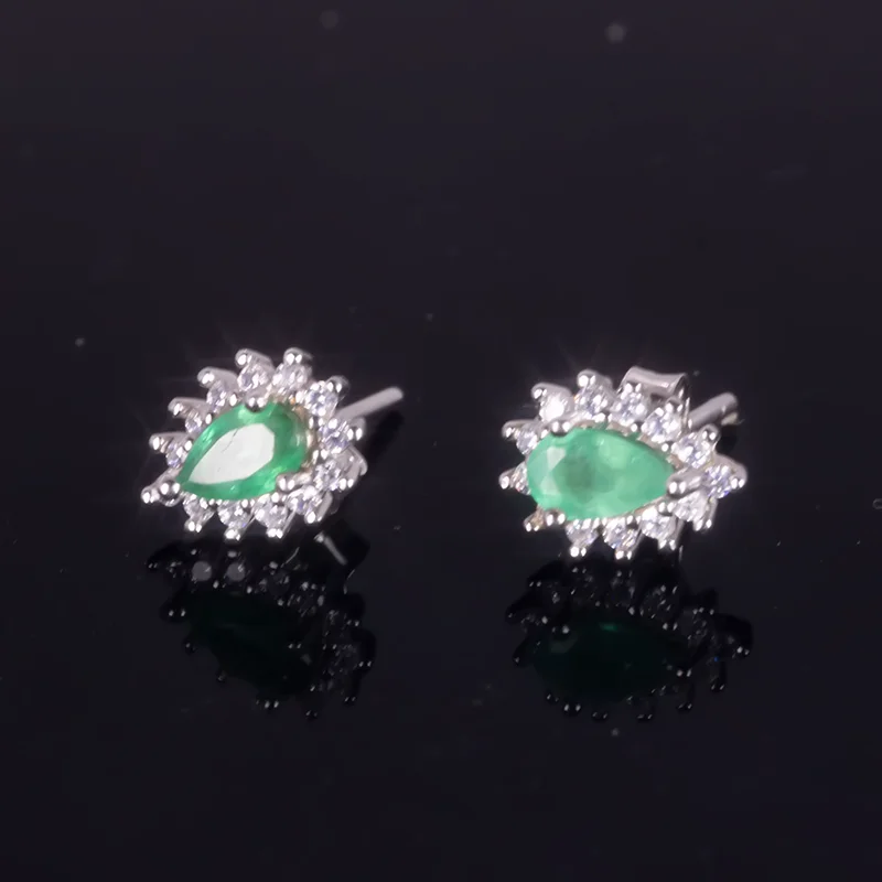 

fine natural emerald Earrings for Women Silver With 925 Sterling Sliver Platinum plating Heart Wedding&Birthday Jewelry