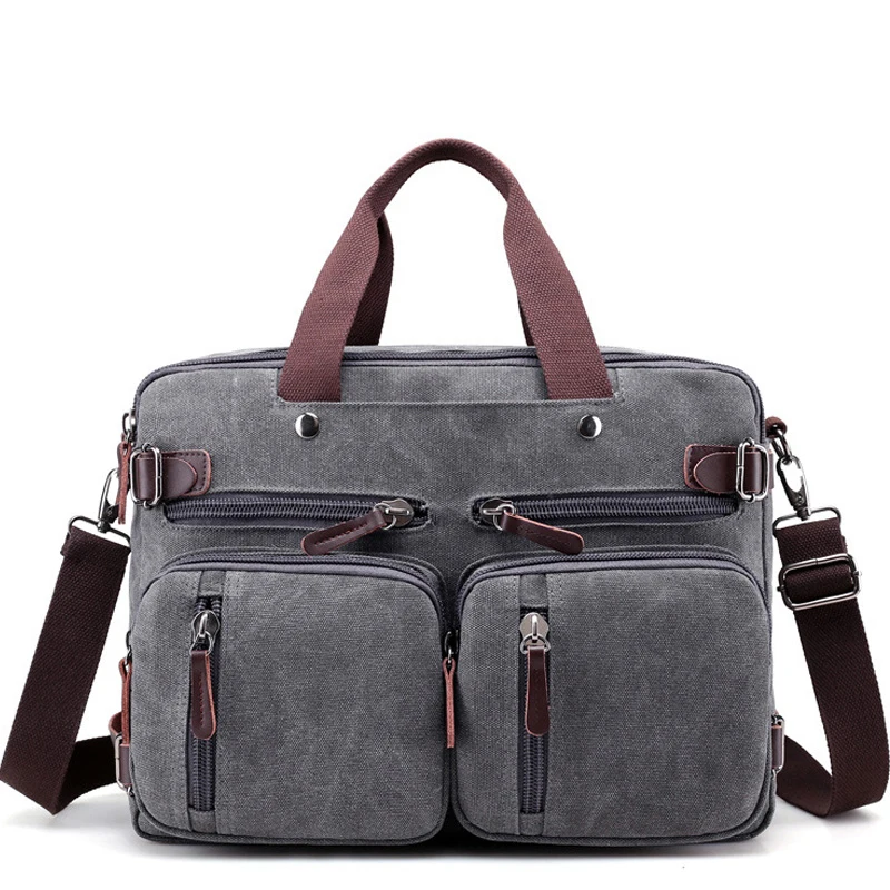 

Мужской холщовый портфель, Дорожный чемодан, сумка-мессенджер через плечо, многофункциональная большая Повседневная деловая сумка для ноу...