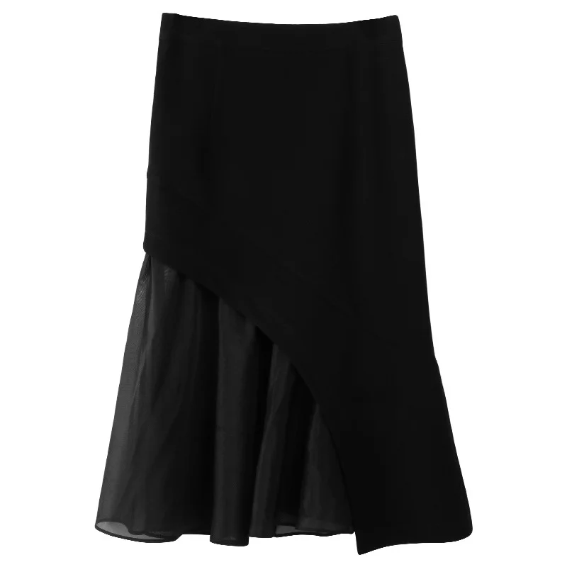 

2021 spring new ladies women's stitching organza fishtail skirt thin design chic bag hip skirt