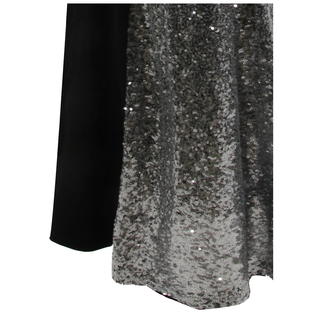 

Angel-fashions Women's V Neck Beading Party Gown Splicing Sequin Maxi Mermaid Formal Evening Dresses Black L-191201