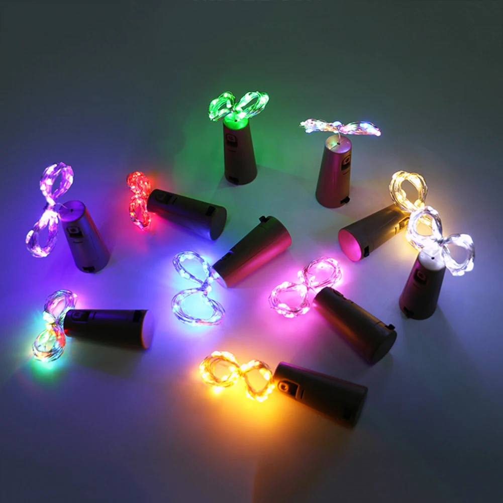 

2M 20LED Wine Bottle Lights Cork Garland DIY LED Cork Shape Silver Copper Wire Colorful Fairy Mini String Lights for Christmas