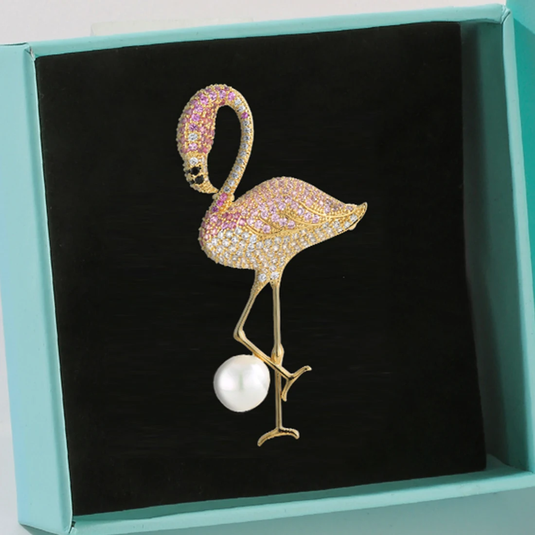 Neoglory Elegant Flamingo Bird Brooch For Women Shell Pearl &amp Cubic Zircon Golden Vivid Coat Pins Mother‘s Day Gifts | Украшения и