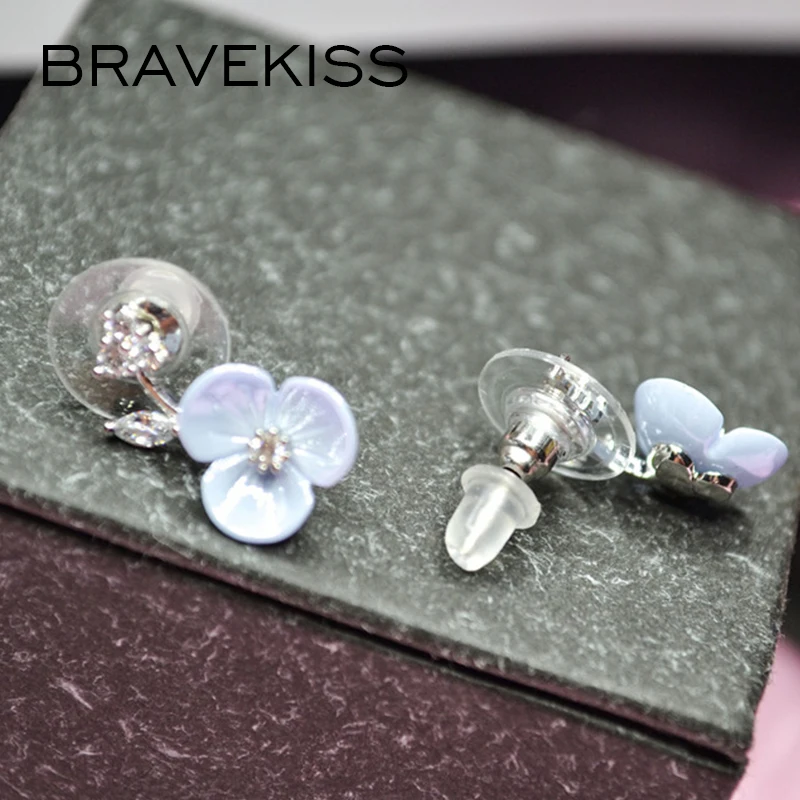 BRAVEKISS с декором в виде цветка серьги со шпилькой для Для женщин CZ женские Мода