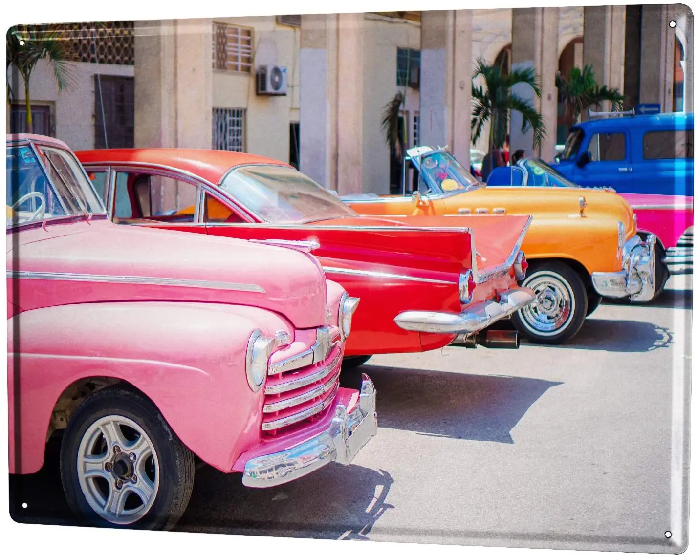 

SINCE 2004 Metal Plate Oldtimer car Oldtimer Pink red Yellow