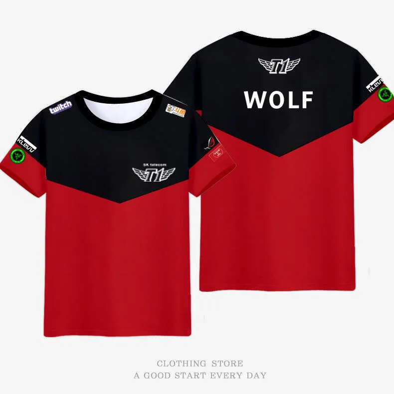 Faker bang SKT T1 футболка LCK Весенняя команда чемпионов Джерси SKTT1 Футболка мужская Faker Peanut Bang Wolf SKT1 рубашка игровые футболки