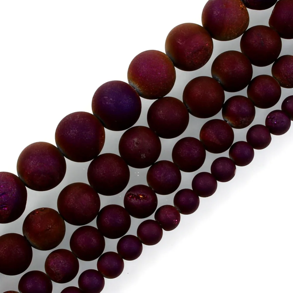 LF Бусины Из Натурального Камня Темно фиолетовый металлик с титановым покрытием
