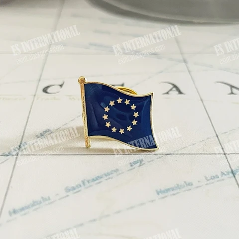 Значок на лацкан с национальным флагом Европейского союза, эпоксидная брошь с искусственным рисунком, сувенирная индивидуальная памятная брошь для костюма