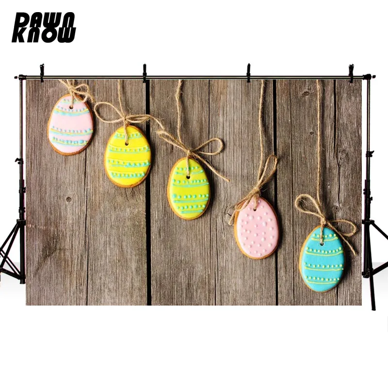 

DAWNKNOW Happy Easter Day Wood Wall Photography Background Colorful Egg Photographic Backdrops Baby Children Photocall lv1700