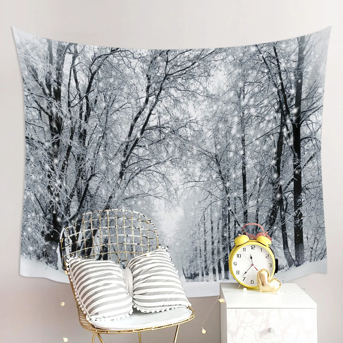 Гобелен с изображением леса снега зимнего пейзажа пляжное полотенце украшение