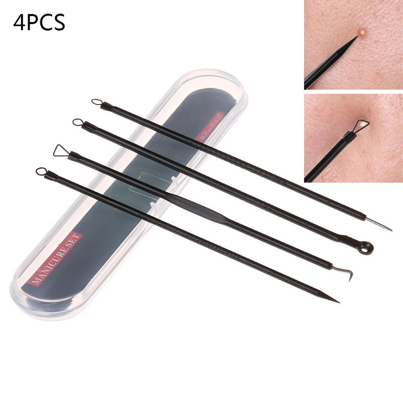 

4PCS Blackhead Acne Remover Needles Set Stainless Black Spots Face Facial Cleanser Tools Extractor Cleaner