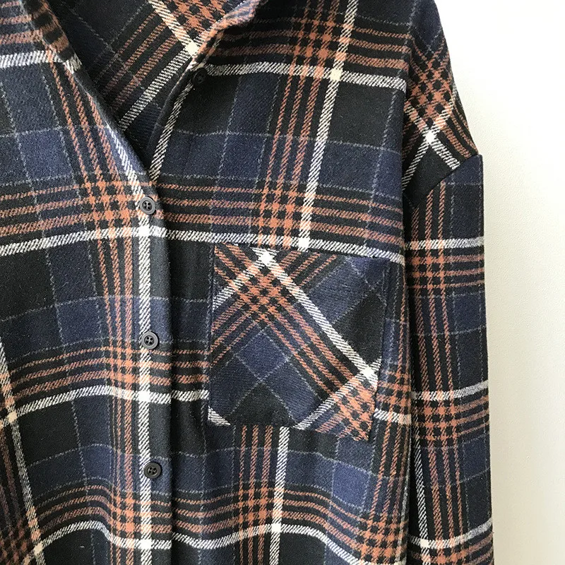 

2021 Spring Autumn New Thick Brushed Plaid Shirt Women Korean Style Lazy Loose Warm Top 79c