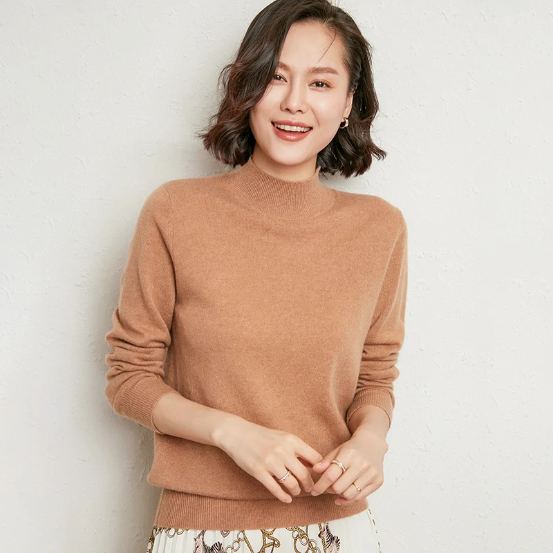 Женский свитер с воротником-стойкой GCAROL мягкий минималистичный базовый джемпер